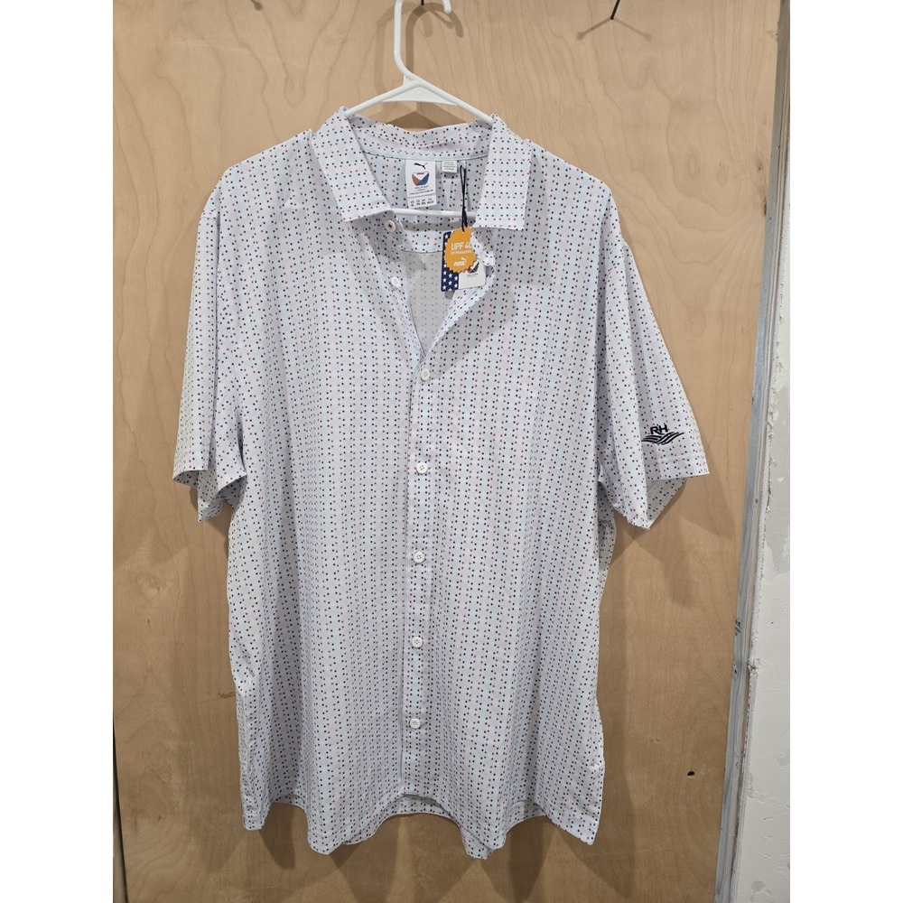 Puma Volition America XL Short Sleeve Star Button Up Shirt UPF 40 New With Tags